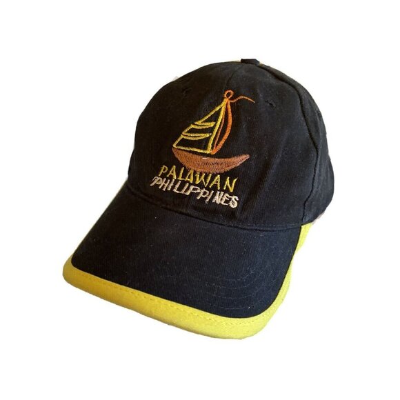 New Palawan Philippines Souvenir Embroidered Baseball Cap Hat Black Yellow - Picture 1 of 6